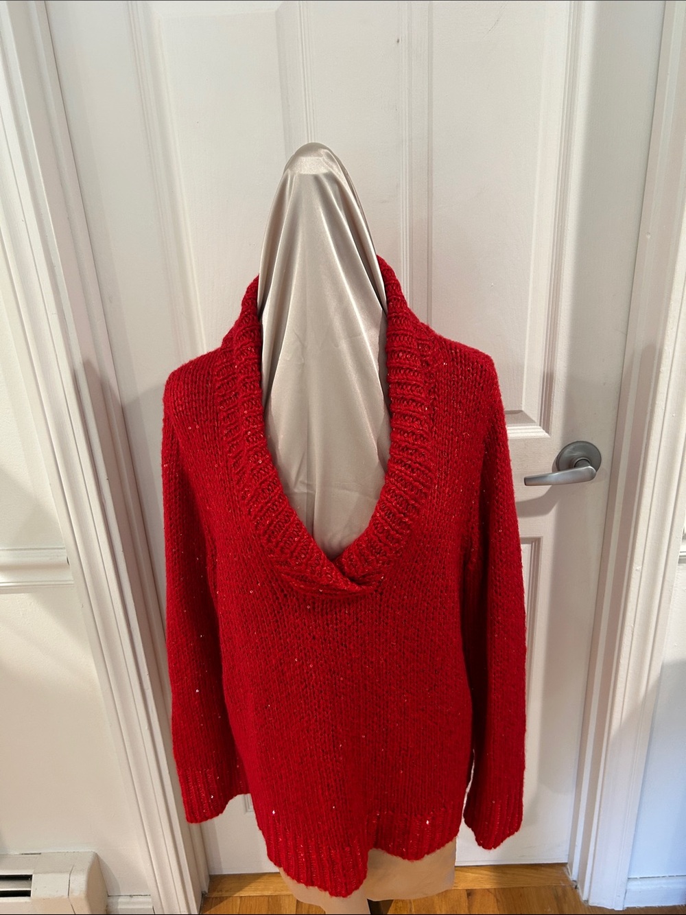 Jones New York Bright Red Cowl Neck Sweater